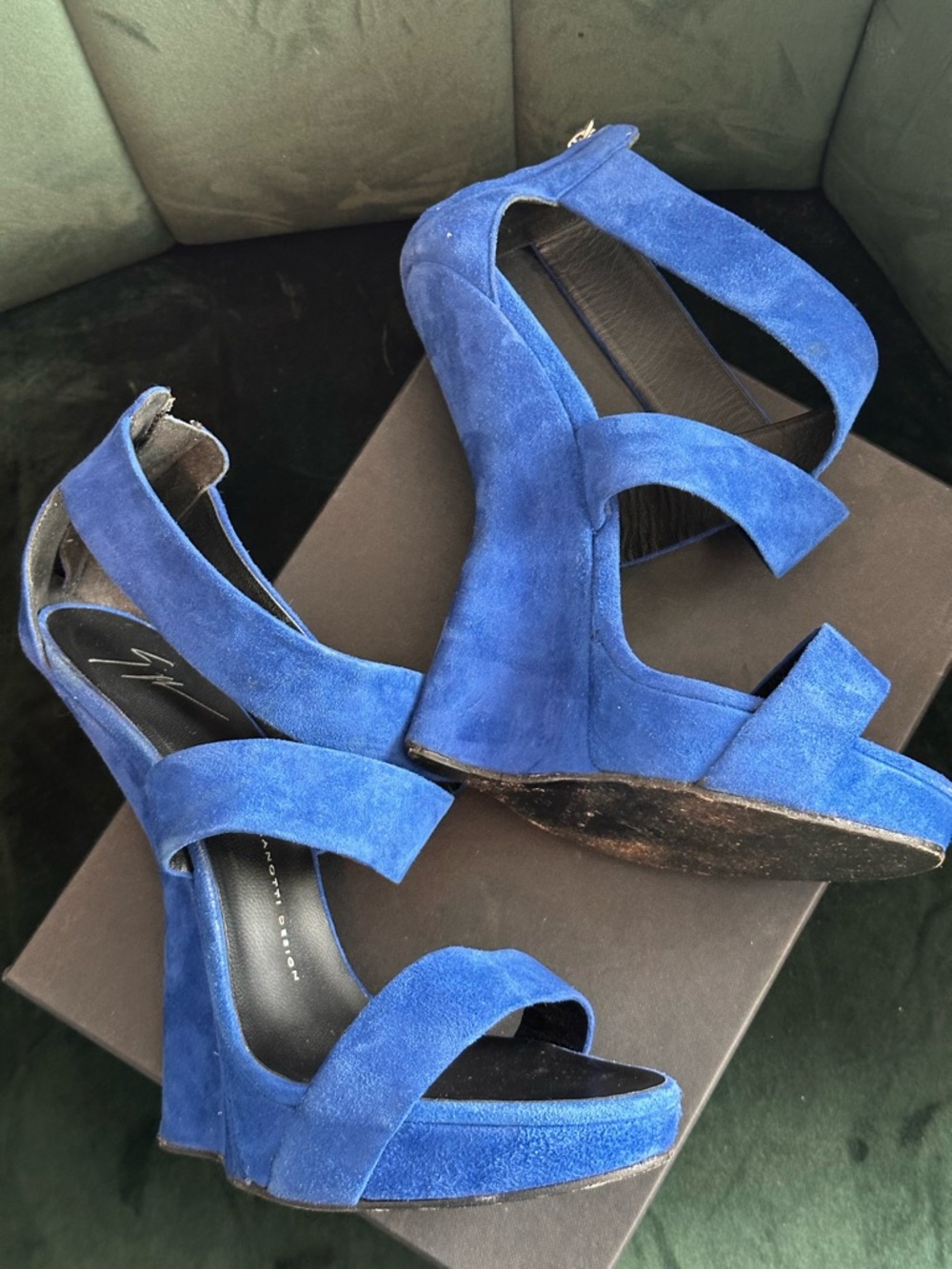 Giuseppe Zanotti Cobalt Blue Suede Platform Sandals - Picture 8 of 13